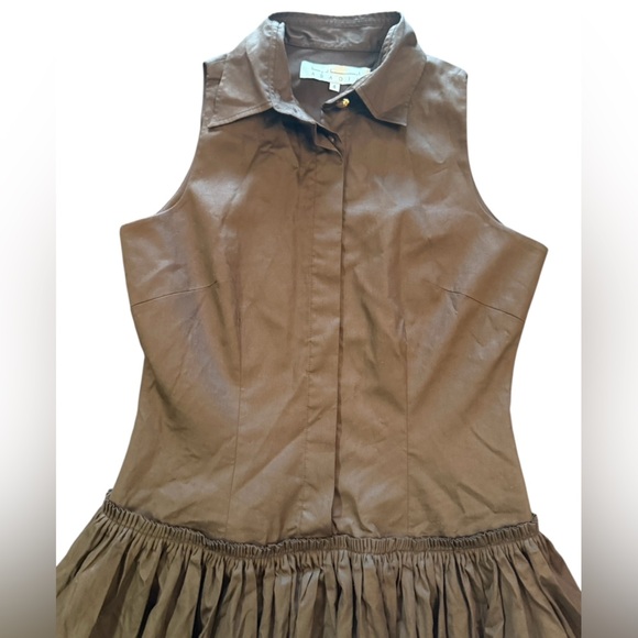 ABADIA Sama Gathered Cotton-Poplin Maxi Shirt Dress in Brown Size 4 Retail $850 - Picture 4 of 15